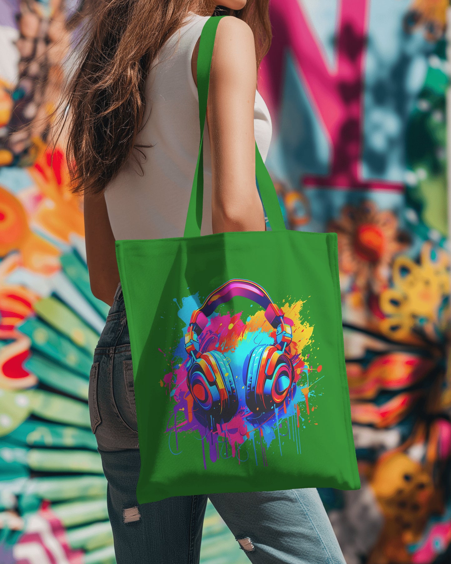 COLOR PAINT HEADPHONES Tote Bag