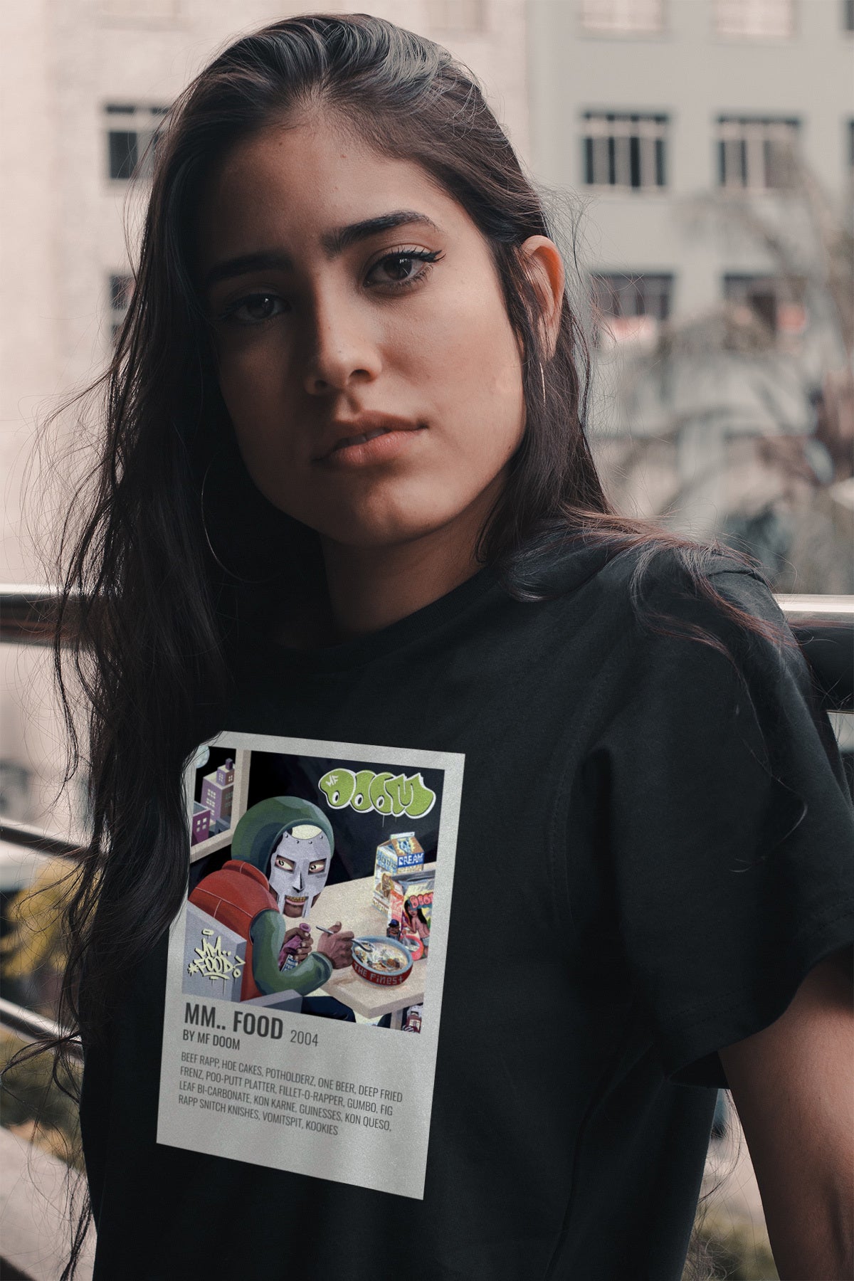 MF DOOM with this "MM...FOOD" 2004 T-shirt