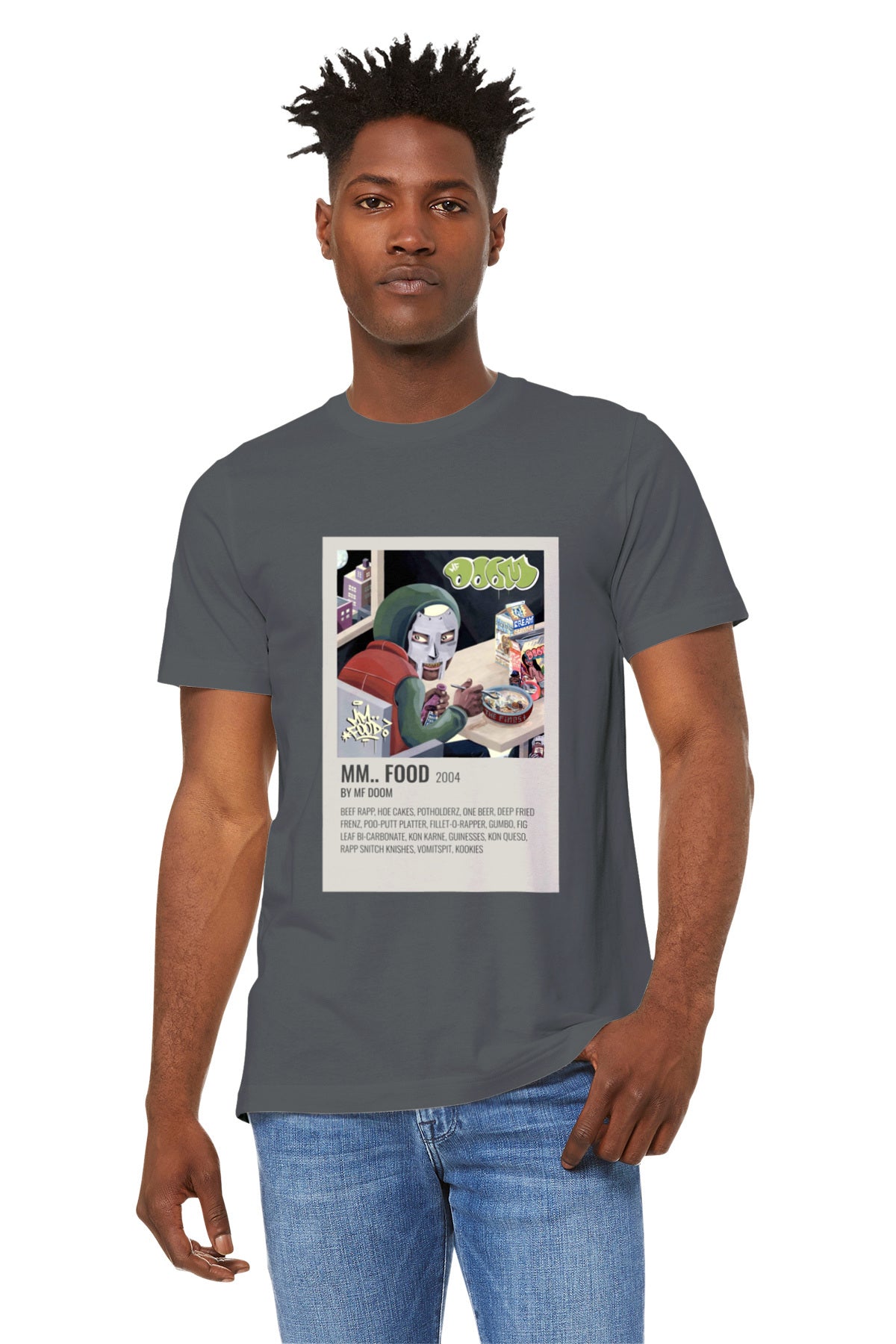 MF DOOM with this "MM...FOOD" 2004 T-shirt