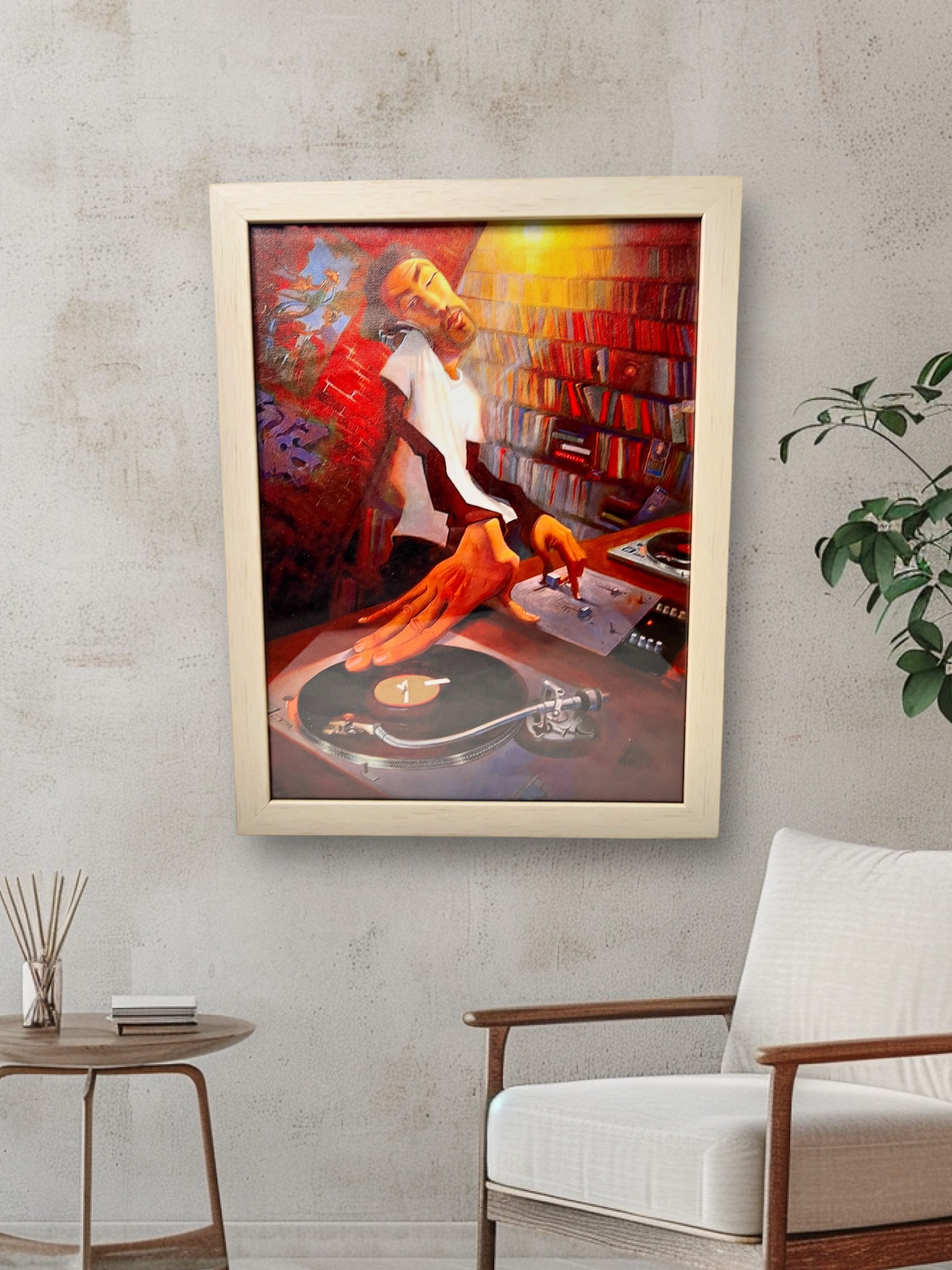 The DJ Spinning Poster Framed Canvas