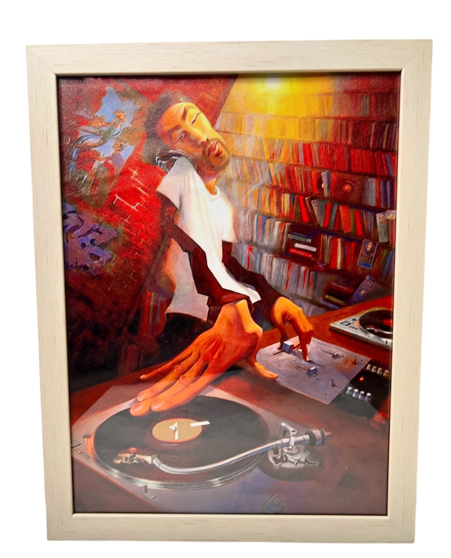 The DJ Spinning Poster Framed Canvas